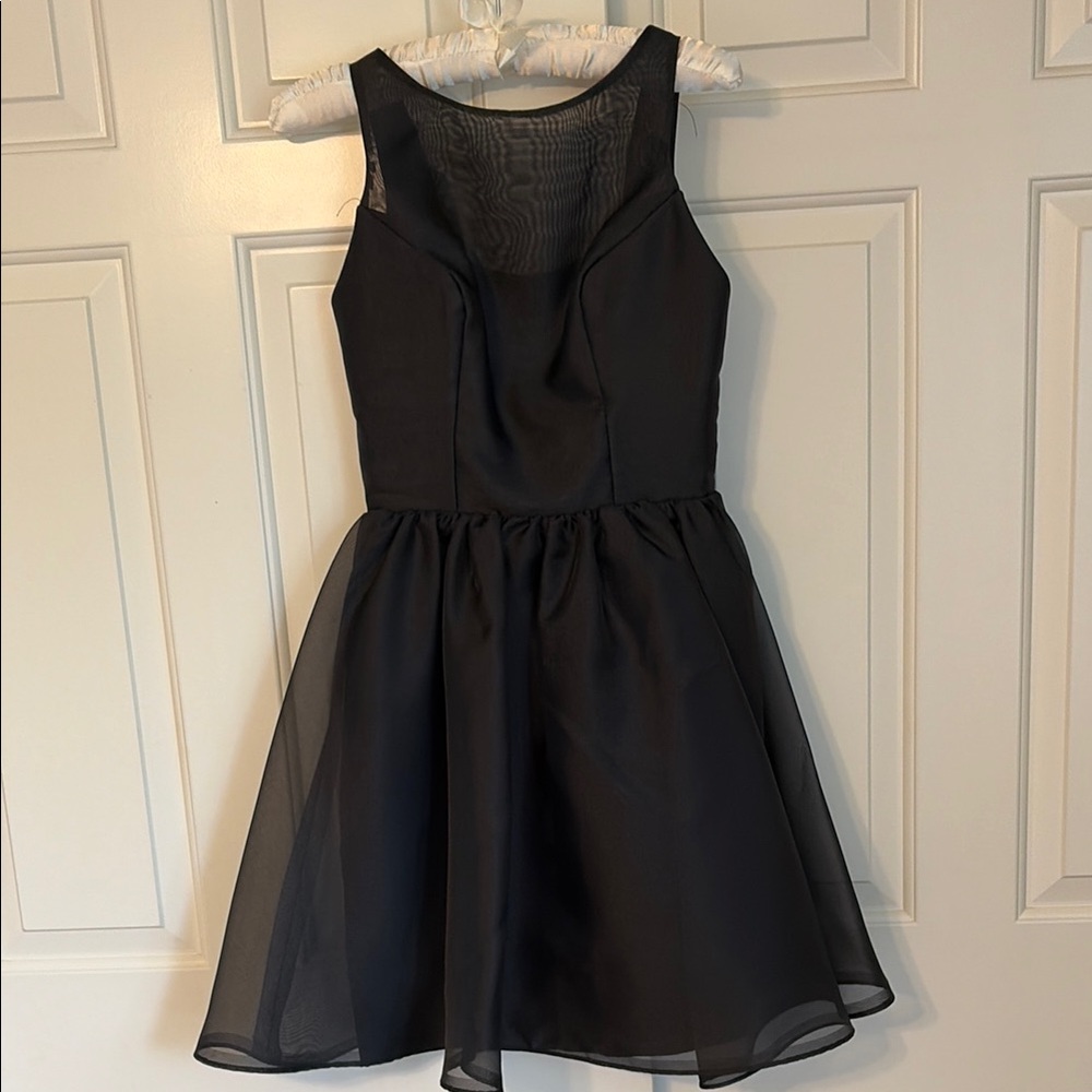 Classic Black Mesh Fit-and-Flare Kids Dress
